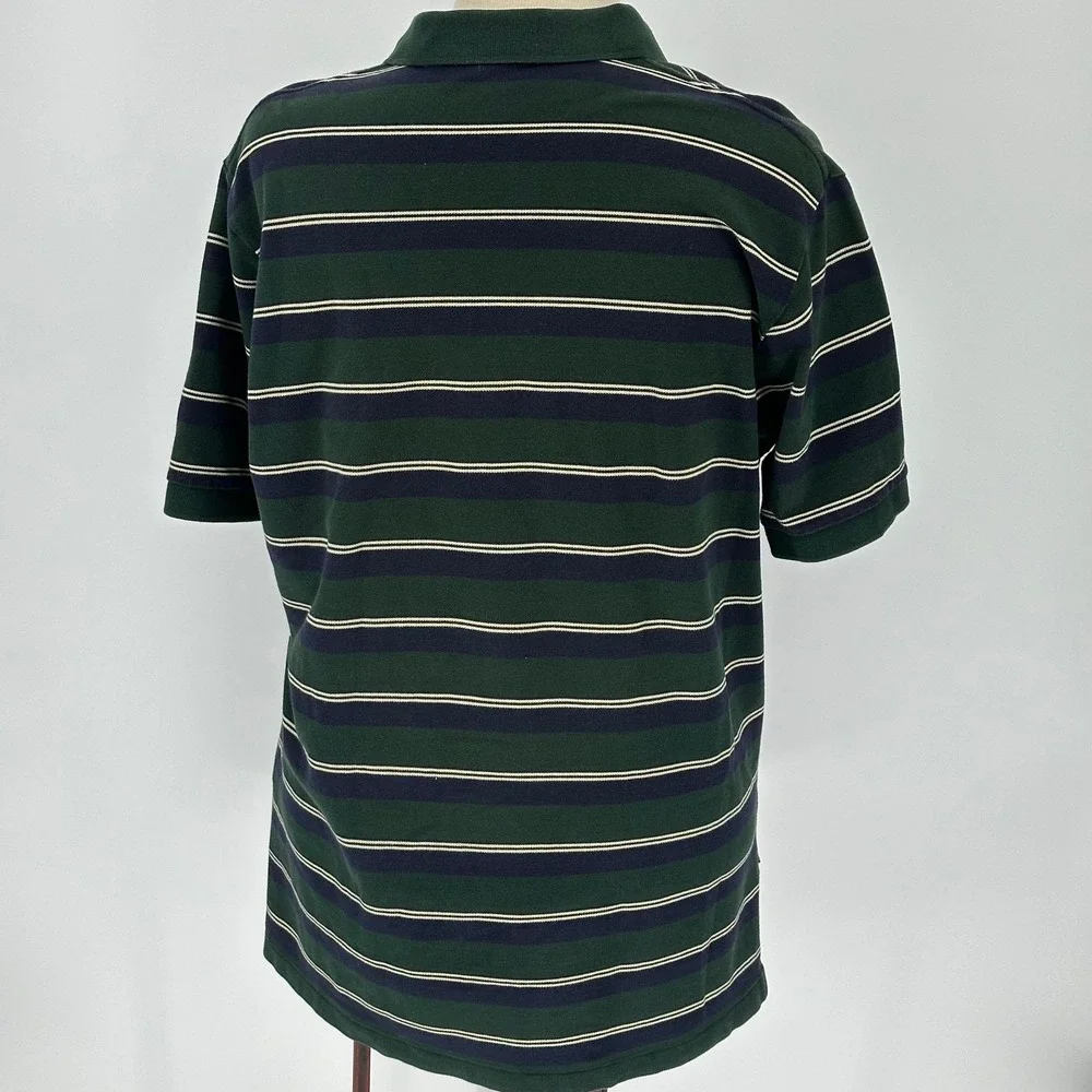 Polo Ralph Lauren XL Striped Short Sleeve Polo Shirt Green Navy Y2K Preppy Rugbt